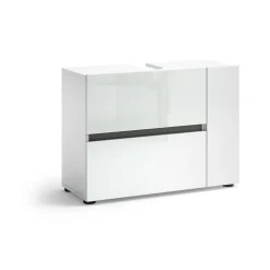 Mobili Sottolavabo > Dmora Mobile lavandino 1 anta e 1 cassetto 83x34x62h cm - Alamo Bianco Lucido