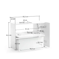 Mobili Sottolavabo > Dmora Mobile lavandino 1 anta e 1 cassetto 83x34x62h cm - Alamo Bianco Lucido