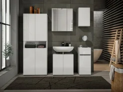 Mobili Sottolavabo > Dmora Mobile lavandino 2 ante 80x45x80h cm - Florante Bianco Lucido