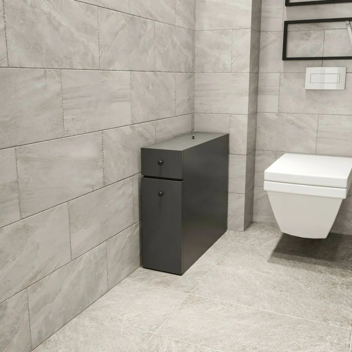Bagno|Mobili Sottolavabo > Dmora Mobile lavandino 2 cassetti 20x60x55h cm antracite - Isidora Nero Antracite