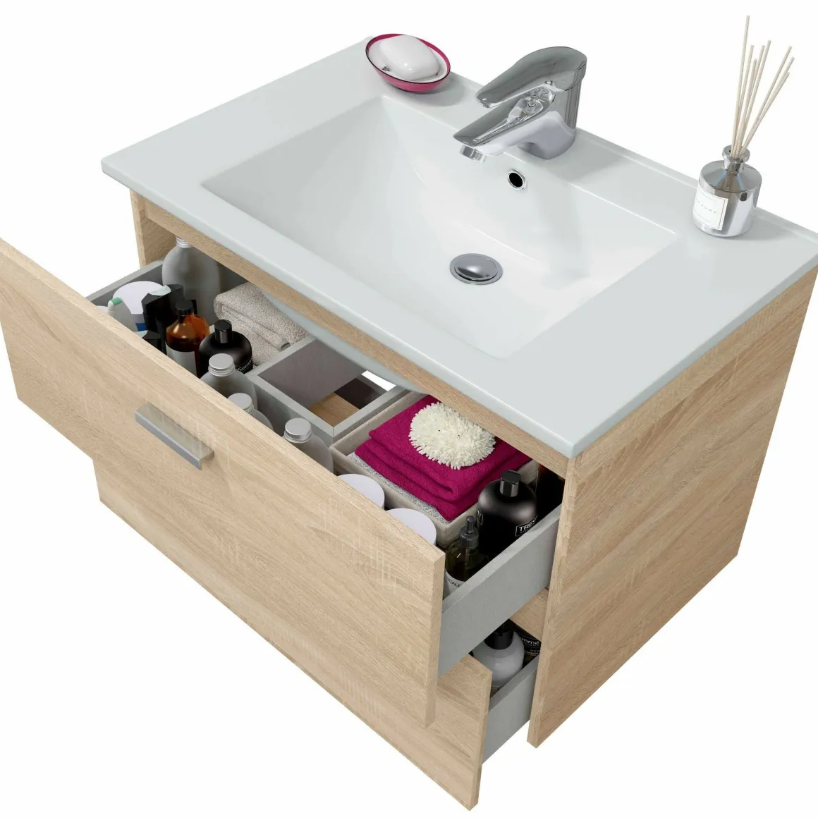 Mobile lavandino 2 cassetti 70x45x50h cm rovere - Tico