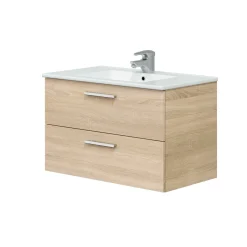 Mobili Sottolavabo > Dmora Mobile lavandino 2 cassetti 80x45x50h cm rovere - Felix Marrone Rovere