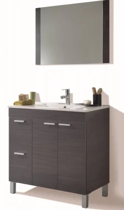 Mobili Sottolavabo > Dmora Mobile lavandino 3 cassetti 80x45x86h cm bianco lucido e rovere - Dianmu Marrone Rovere, Bianco Lucido