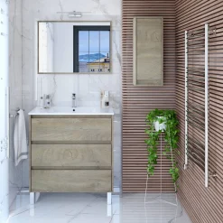 Mobile lavandino 3 cassetti 80x86x45h cm rovere - Albachiara