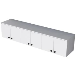 Mobile Pensile Bianco Bianco 6 Ante 3 Vani 180x44h cm, Apertura Battente - Jelsi