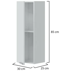Mobili Pensili > Dmora Mobile Pensile Bianco Lucido Grigio un Ripiano Un'anta 30x85h cm, Reversibile - Parga Grigio, Bianco Lucido
