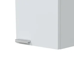 Mobili Pensili > Dmora Mobile Pensile Bianco Lucido Grigio un Ripiano Un'anta 30x85h cm, Reversibile - Parga Grigio, Bianco Lucido