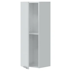 Mobili Pensili > Dmora Mobile Pensile Bianco Lucido Grigio un Ripiano Un'anta 30x85h cm, Reversibile - Parga Grigio, Bianco Lucido