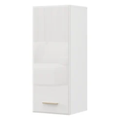 Mobili Pensili > Dmora Mobile Pensile Bianco Opaco Marrone Rovere 2 Ripiani Un'anta 39x96h cm, 3 Vani - Fresis Marrone Rovere, Bianco Opaco