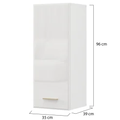 Mobili Pensili > Dmora Mobile Pensile Bianco Opaco Marrone Rovere 2 Ripiani Un'anta 39x96h cm, 3 Vani - Fresis Marrone Rovere, Bianco Opaco