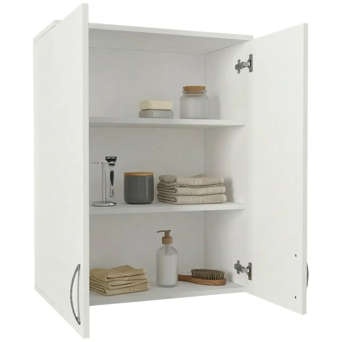 Mensola Bagno|Mobili Pensili > Dmora Mobile Pensile 2 Ripiani 2 Ante 70x90h cm, 3 Vani - Isili Bianco