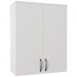Mensola Bagno|Mobili Pensili > Dmora Mobile Pensile 2 Ripiani 2 Ante 70x90h cm, 3 Vani - Isili Bianco
