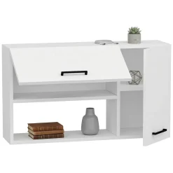 Mensola Bagno|Mobili Pensili > Dmora Mobile Pensile 2 Ripiani Apertura Battente 59x90h cm, 2 Ante - Taviano Bianco