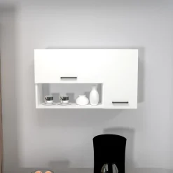 Mobile Pensile Bianco 2 Ripiani 2 Ante 90x52h cm, 4 Vani - Rassa