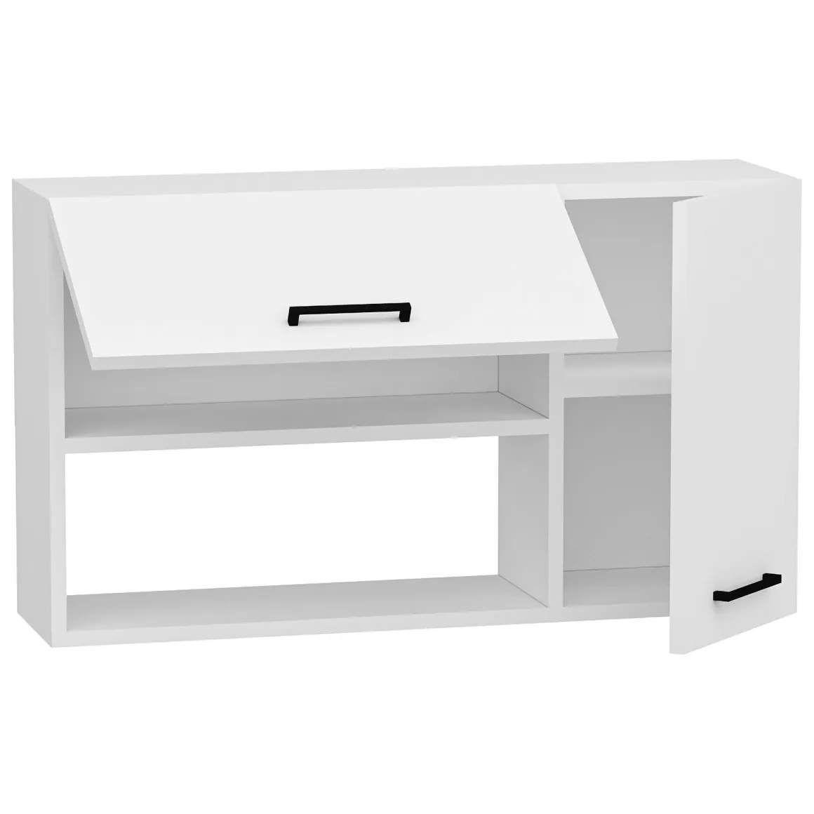 Mobile Pensile Bianco 2 Ripiani 2 Ante 90x52h cm, 4 Vani - Rassa