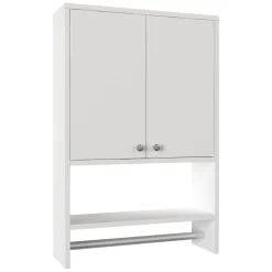 Mensola Bagno|Mobili Pensili > Dmora Mobile Pensile 2 Ripiani Apertura Battente 59x90h cm, 2 Ante - Taviano Bianco