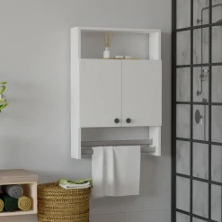 Mensola Bagno|Mobili Pensili > Dmora Mobile Pensile 2 Ripiani Un'anta 30x71h cm, 3 Vani - Tarano Bianco