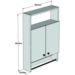 Mobile Pensile Bianco 2 Ripiani Apertura Battente 60x87h cm, 2 Ante - Tanagro
