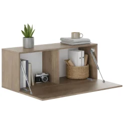 Mensola Bagno|Mobili Pensili > Dmora Mobile Pensile Modulabile un Ripiano 150x40h cm, Un'anta - Laghetto Marrone Noce