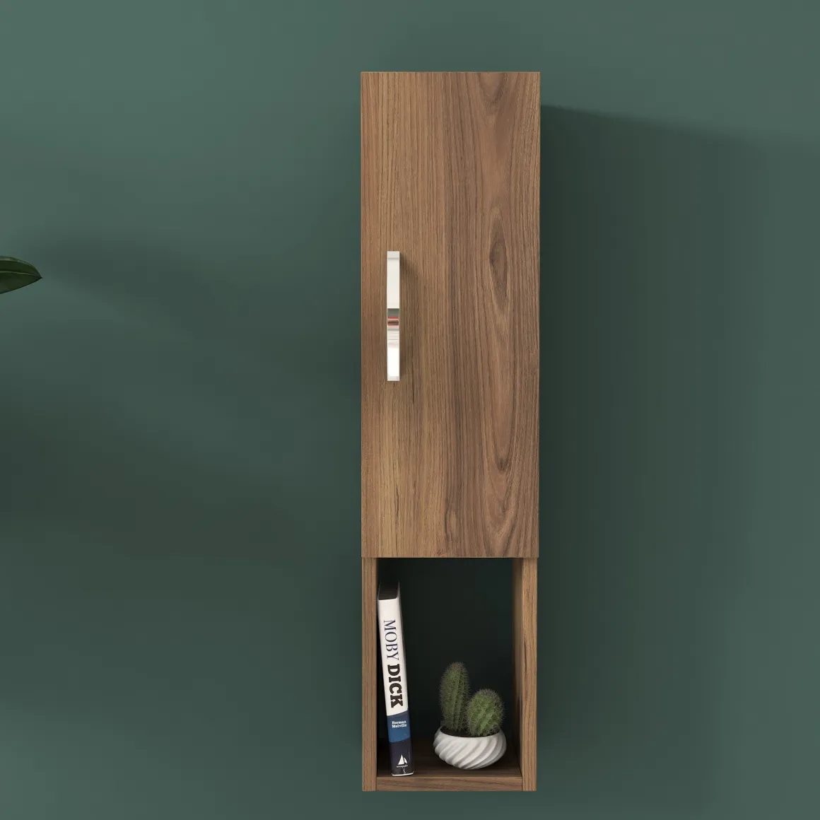 Mobile Pensile Marrone Noce 2 Ripiani Un'anta 22x90h cm, 3 Vani - Boglione