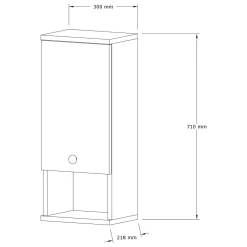 Mobile Pensile Marrone Rovere 2 Ripiani Un'anta 30x71h cm, 3 Vani - Tarano