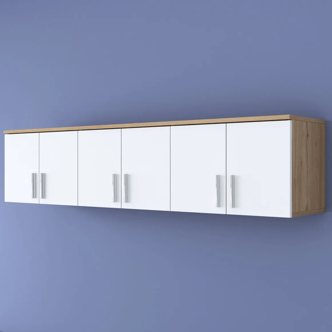Mobile Pensile Marrone Rovere Bianco 6 Ante 3 Vani 180x41h cm, Apertura Battente - Arazzo