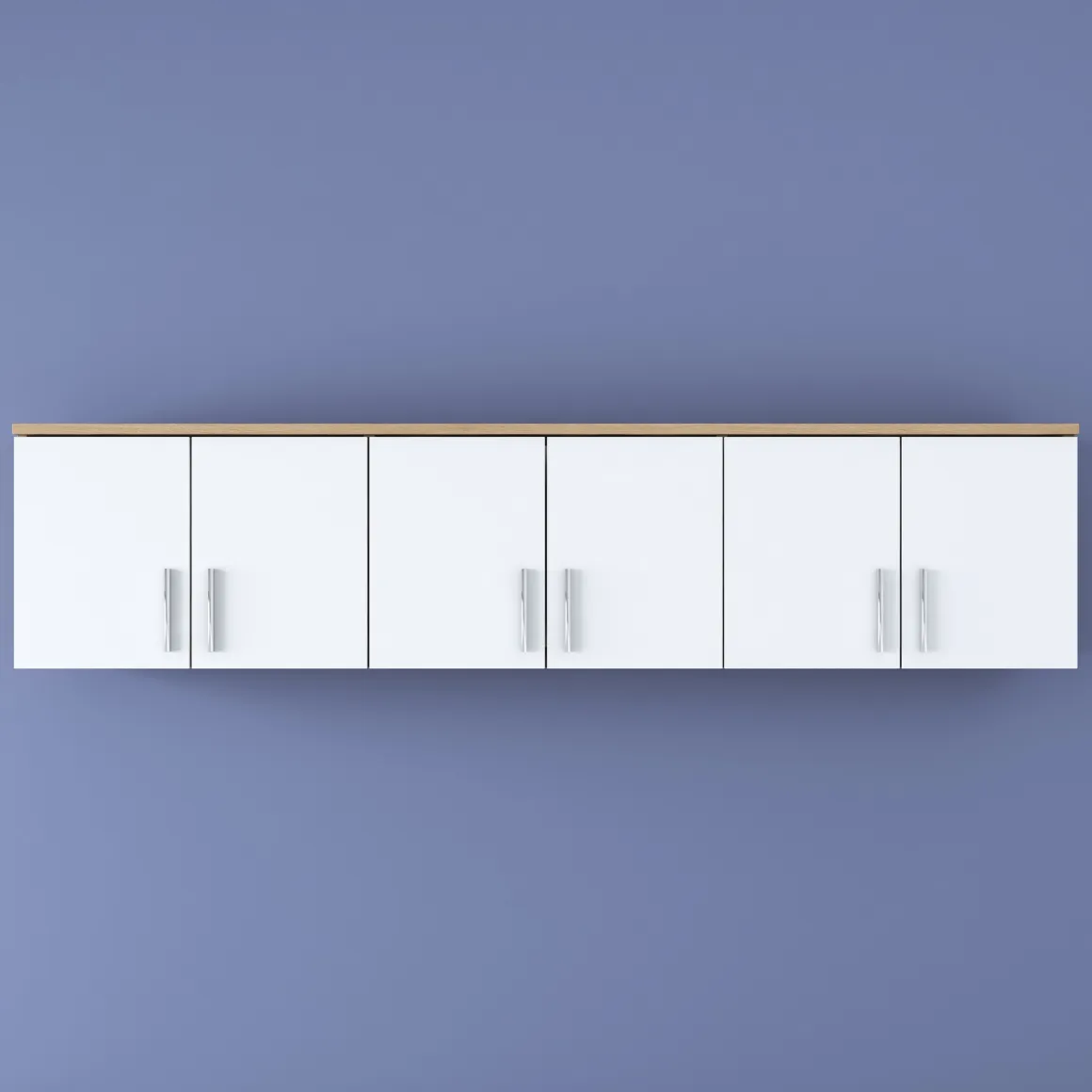 Mobile Pensile Marrone Rovere Bianco 6 Ante 3 Vani 180x41h cm, Apertura Battente - Arazzo