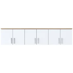 Mobile Pensile Marrone Rovere Bianco 6 Ante 3 Vani 180x41h cm, Apertura Battente - Arazzo