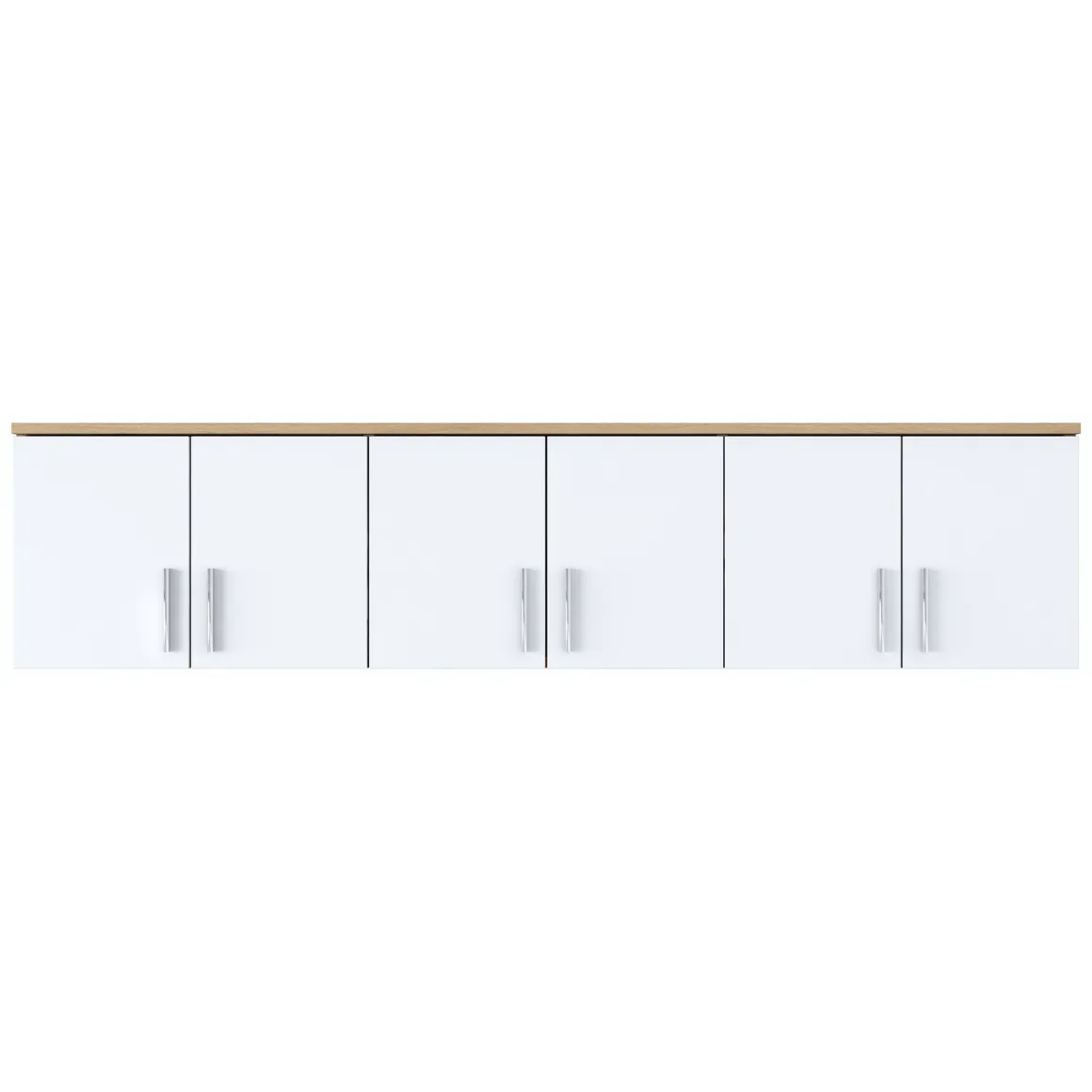 Mobile Pensile Marrone Rovere Bianco 6 Ante 3 Vani 180x41h cm, Apertura Battente - Arazzo