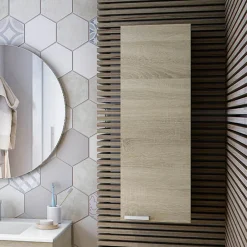Mensola Bagno|Mobili Pensili > Dmora Mobile Pensile Marrone Rovere Trasparente Specchio Incluso un Ripiano 60x70h cm, 2 Ante - Vigano Trasparente, Marrone Rovere