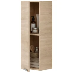Mensola Bagno|Mobili Pensili > Dmora Mobile Pensile Marrone Rovere Trasparente Specchio Incluso un Ripiano 60x70h cm, 2 Ante - Vigano Trasparente, Marrone Rovere
