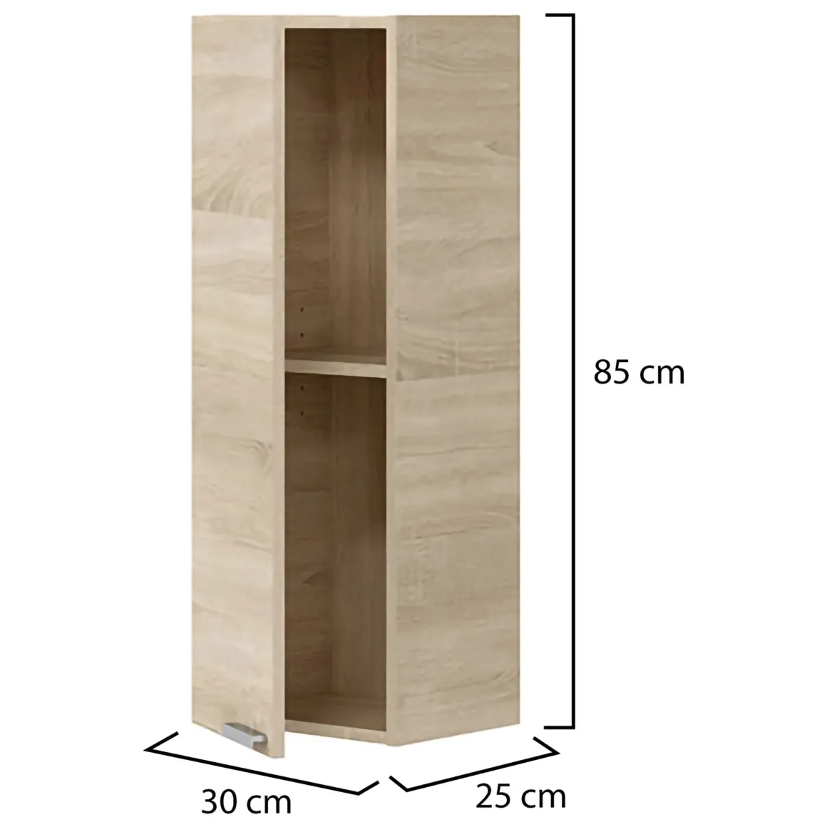 Mobile Pensile Marrone Rovere Grigio un Ripiano Un'anta 30x85h cm, Reversibile - Parga