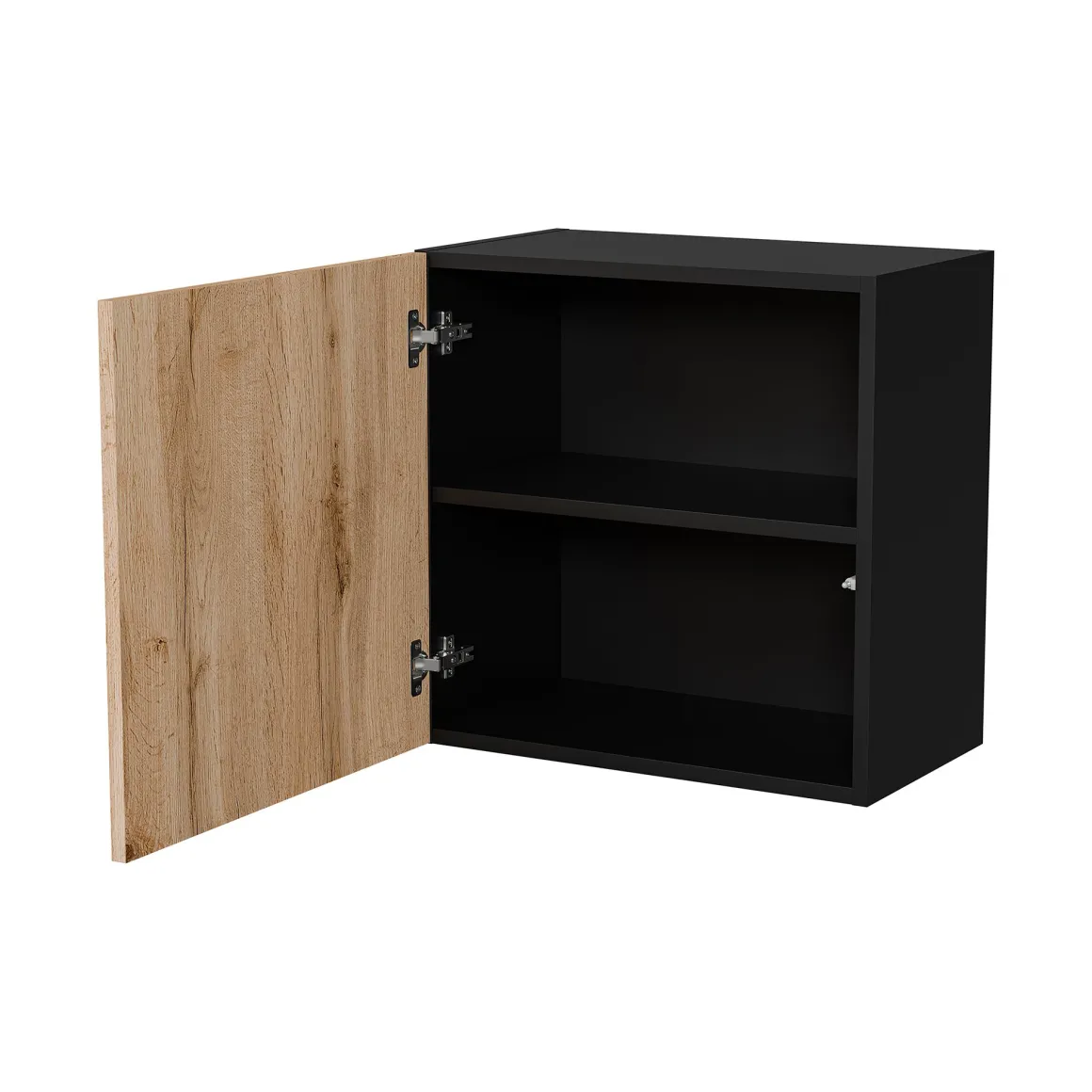 Mobile Pensile Nero Antracite Marrone Rovere un Ripiano Modulabile 49.9x50h cm, 2 Vani - Sparone