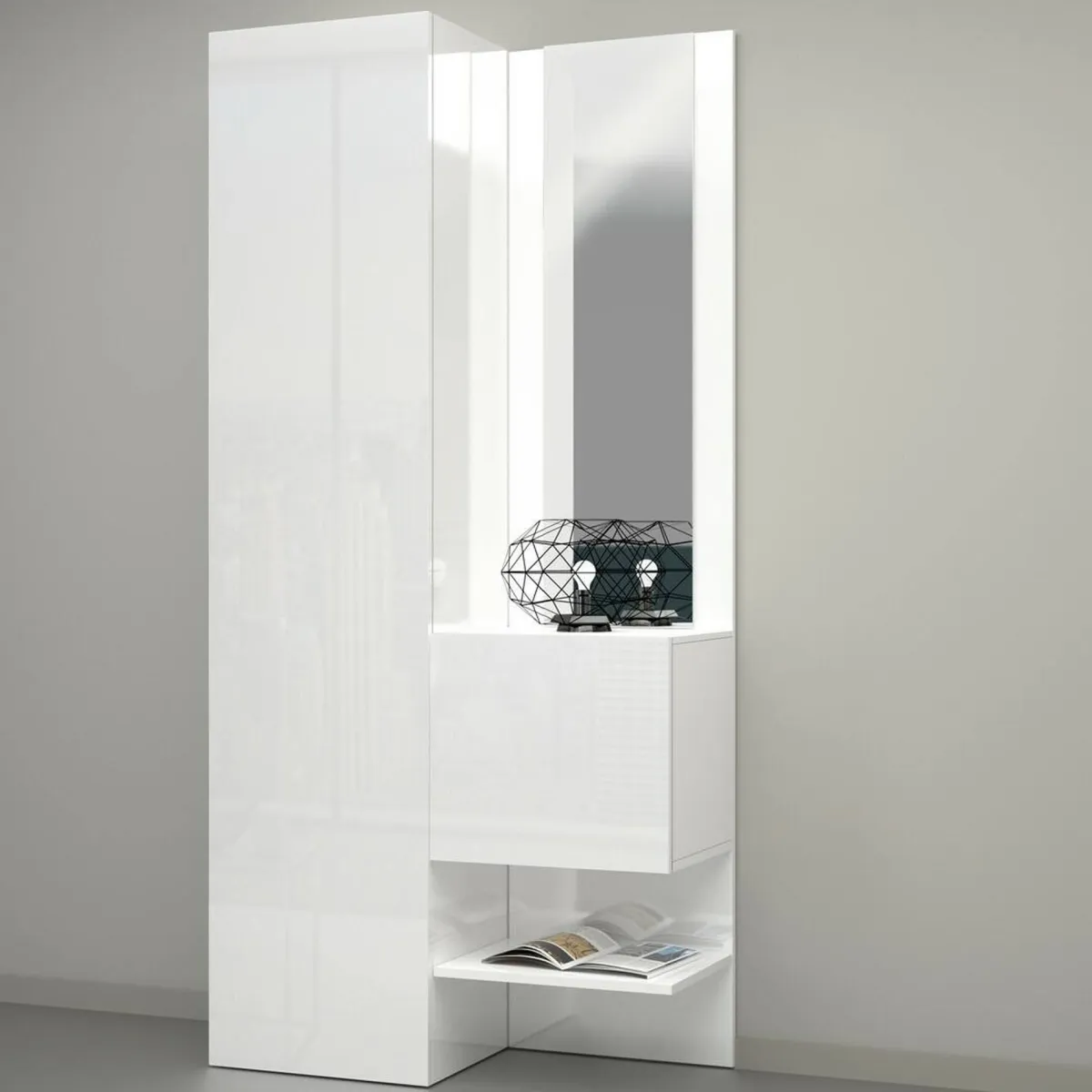 Mobili Da Ingresso|Ingresso > Dmora Mobile per ingresso 2 ante bianco 90x190h cm - Bauladu Bianco Lucido