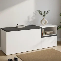 Mobile per ingresso 2 ante bianco lucido e ardesia 120x54h cm - Aska
