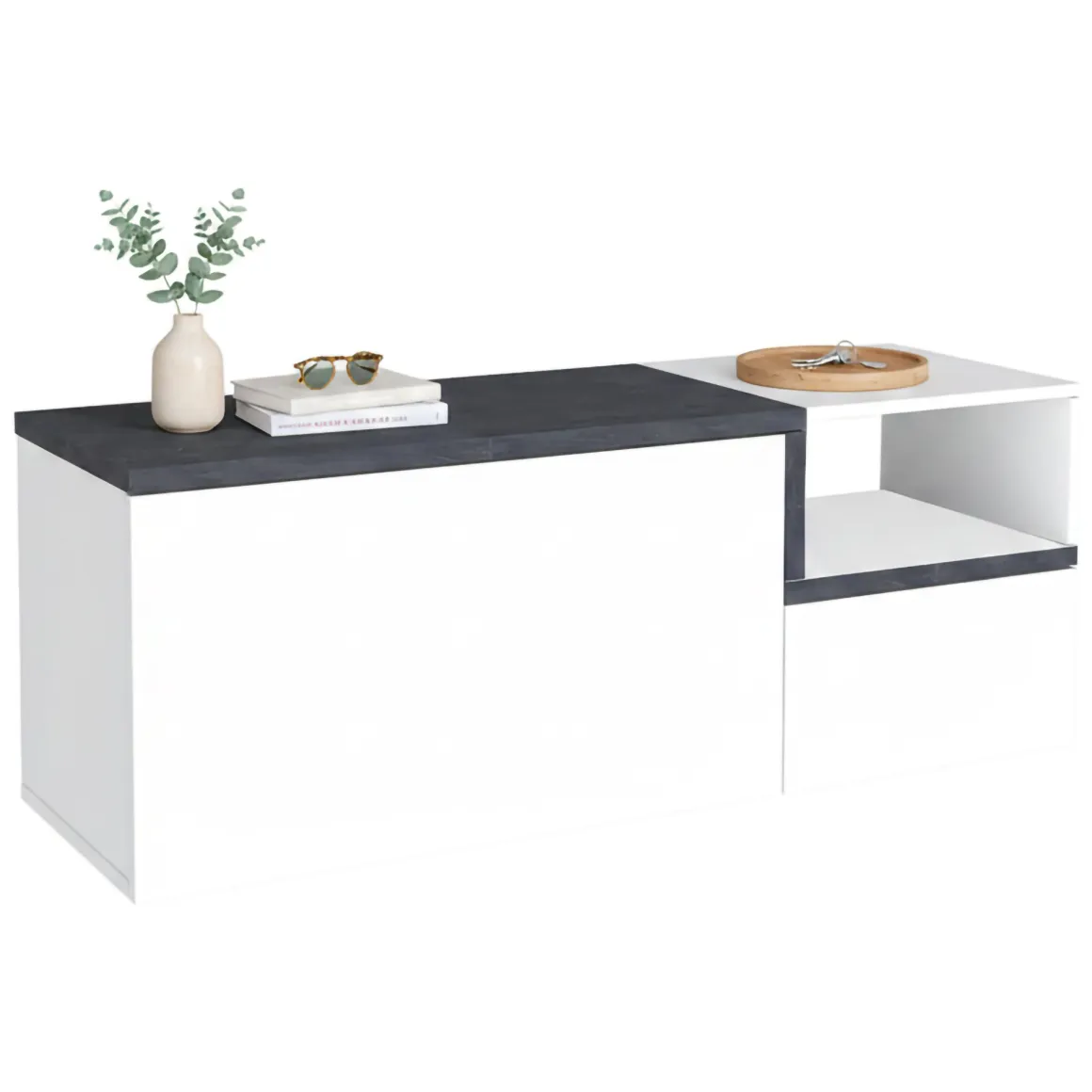 Mobile per ingresso 2 ante bianco lucido e ardesia 120x54h cm - Aska