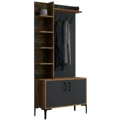 Mobili Da Ingresso|Ingresso > Dmora Mobile per ingresso 2 ante legno e metallo noce e antracite 90x200h cm - Anja Nero Antracite, Marrone Noce