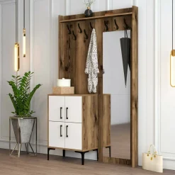 Mobile per ingresso 2 ante noce e bianco 120x200h cm - Isidore