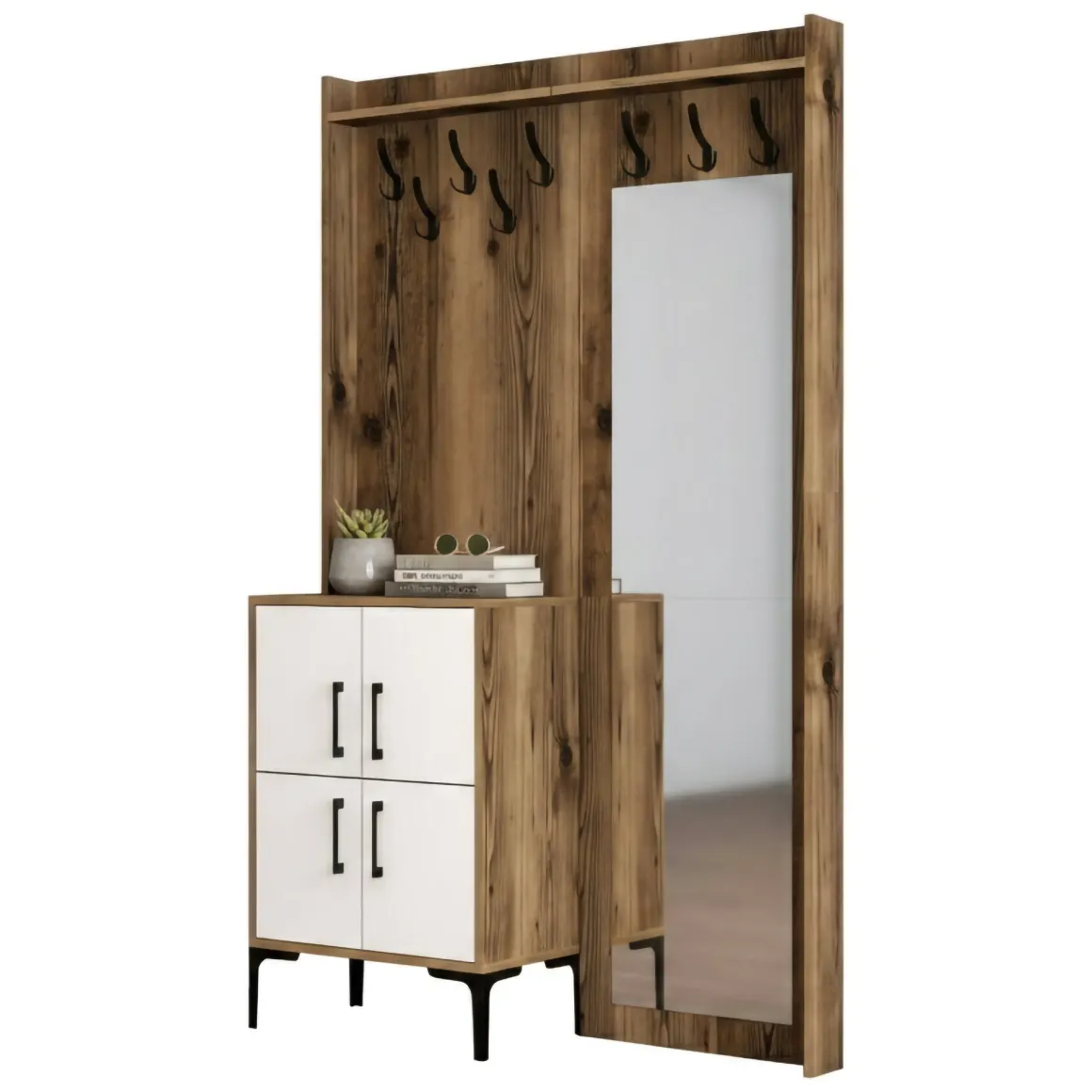 Mobile per ingresso 2 ante noce e bianco 120x200h cm - Isidore