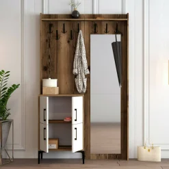 Mobile per ingresso 2 ante noce e bianco 120x200h cm - Isidore