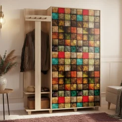 Mobili Da Ingresso|Ingresso > Dmora Mobile per ingresso 3 ante quercia e bianco 147x179h cm - Arcibaldo Bianco, Marrone Quercia