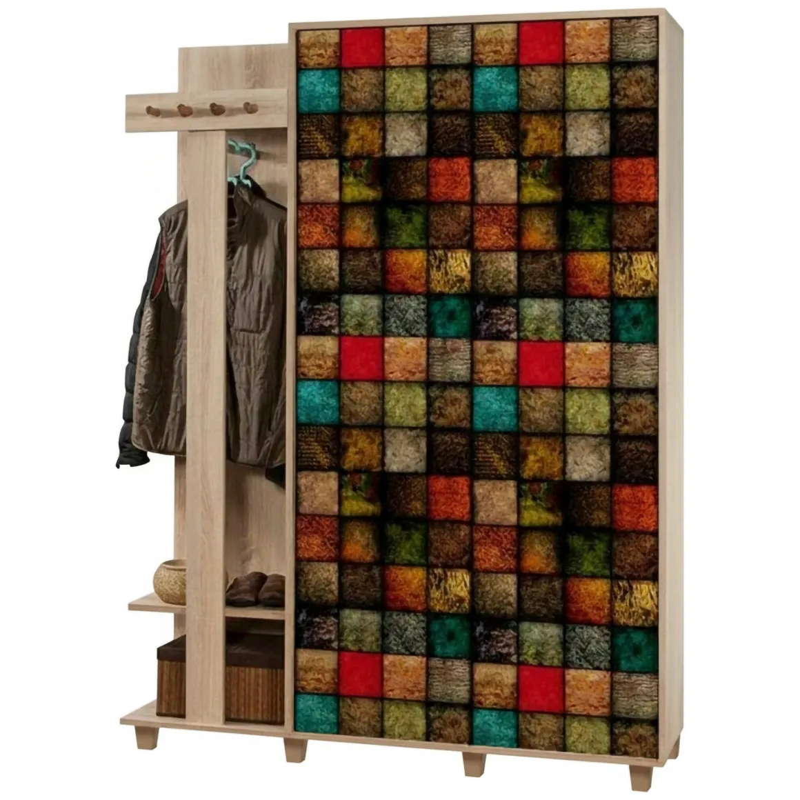 Mobili Da Ingresso|Ingresso > Dmora Mobile per ingresso 3 ante quercia e bianco 147x179h cm - Arcibaldo Bianco, Marrone Quercia