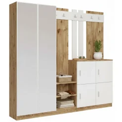 Mobile per ingresso 4 ante quercia e bianco 187x180h cm - Artin
