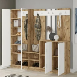 Mobile per ingresso 4 ante quercia e bianco 187x180h cm - Artin