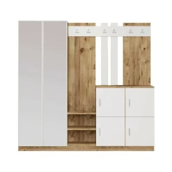 Mobile per ingresso 4 ante quercia e bianco 187x180h cm - Artin
