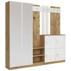 Mobile per ingresso 4 ante quercia e bianco 187x180h cm - Artin
