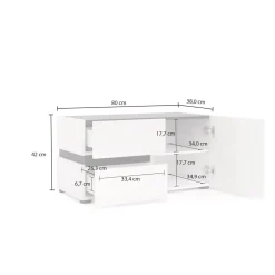 Mobili Da Ingresso > Dmora Mobile per ingresso con 2 cassetti bianco lucido e antracite 80x42h cm - Seul Nero Antracite, Bianco Lucido