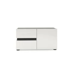 Mobili Da Ingresso > Dmora Mobile per ingresso con 2 cassetti bianco lucido e antracite 80x42h cm - Seul Nero Antracite, Bianco Lucido
