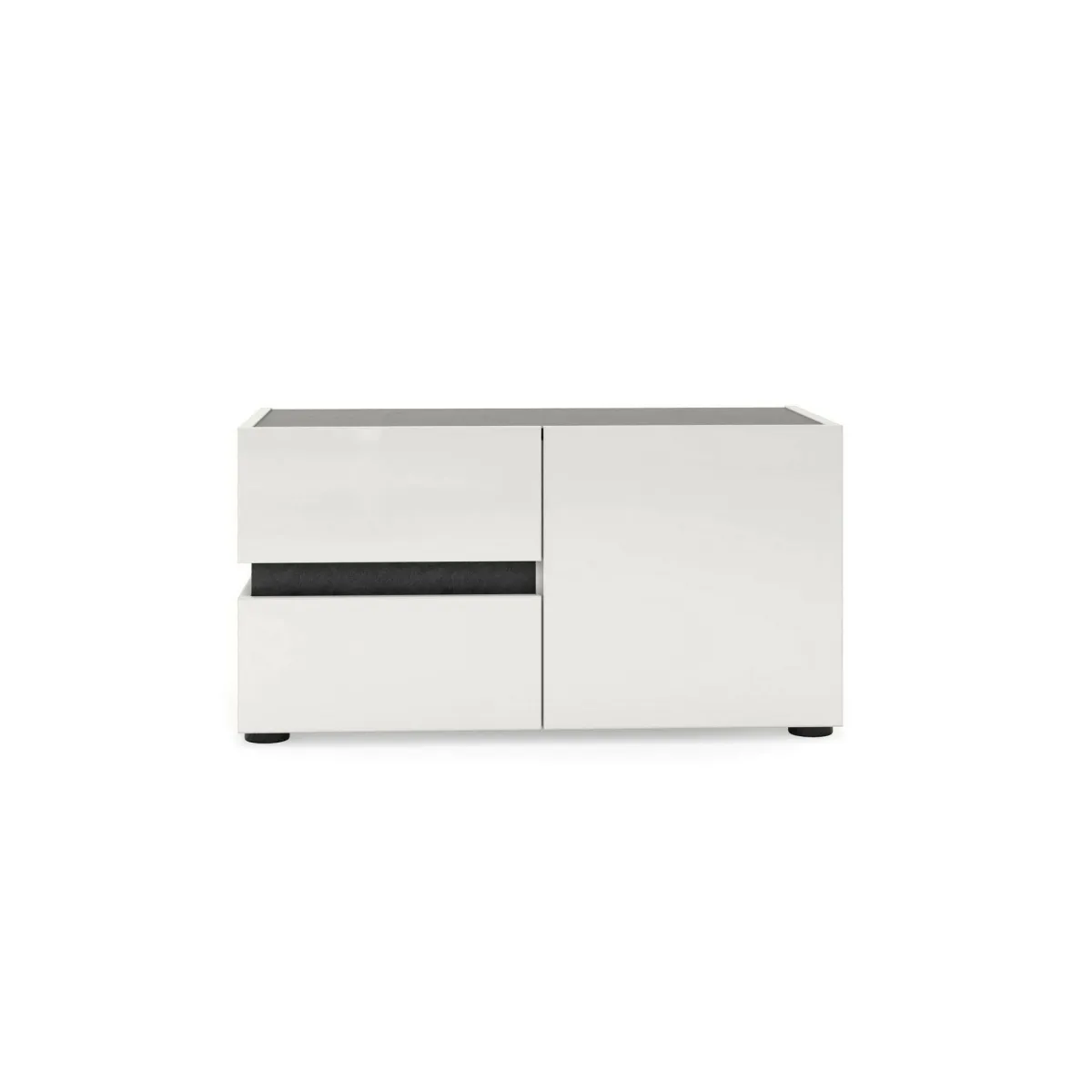 Mobili Da Ingresso > Dmora Mobile per ingresso con 2 cassetti bianco lucido e antracite 80x42h cm - Seul Nero Antracite, Bianco Lucido