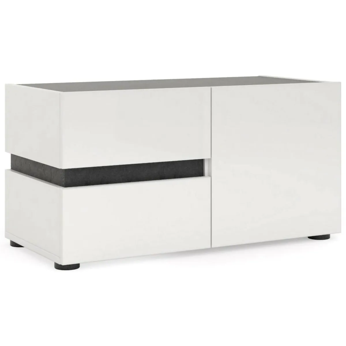 Mobili Da Ingresso > Dmora Mobile per ingresso con 2 cassetti bianco lucido e antracite 80x42h cm - Seul Nero Antracite, Bianco Lucido